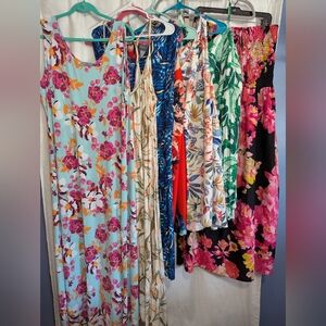 7 Hawaiian Floral Print Dresses Women's XXL/18/2x